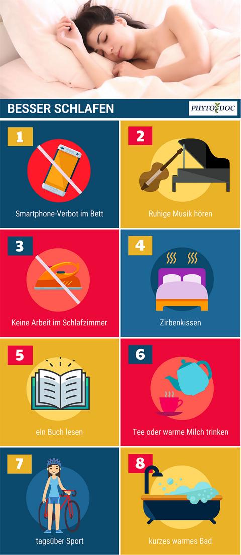 Infografik  mit 8 Tipps gegen Schlafstörungen