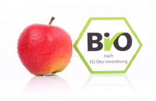 Apfel und Bio-Siegel